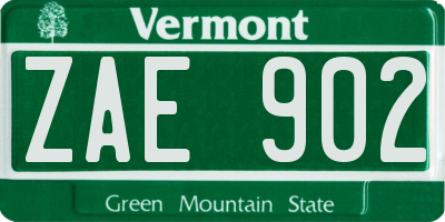 VT license plate ZAE902