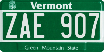 VT license plate ZAE907