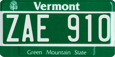 VT license plate ZAE910