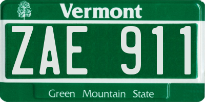 VT license plate ZAE911