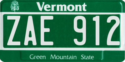 VT license plate ZAE912
