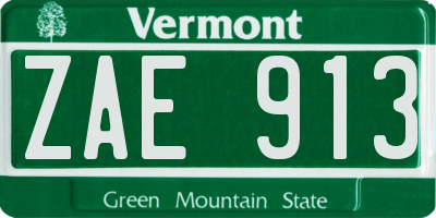 VT license plate ZAE913
