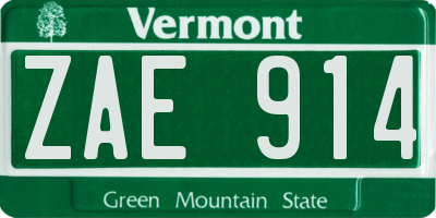 VT license plate ZAE914
