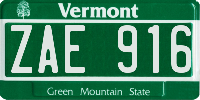 VT license plate ZAE916