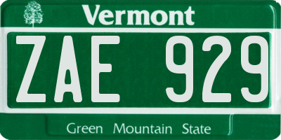 VT license plate ZAE929