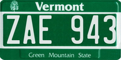 VT license plate ZAE943