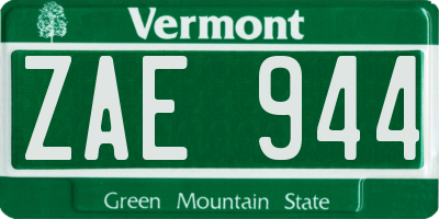 VT license plate ZAE944