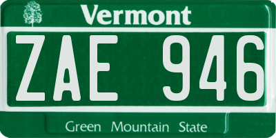 VT license plate ZAE946