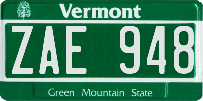 VT license plate ZAE948