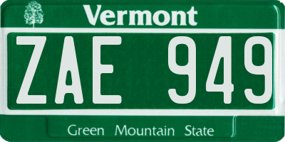 VT license plate ZAE949