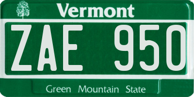 VT license plate ZAE950
