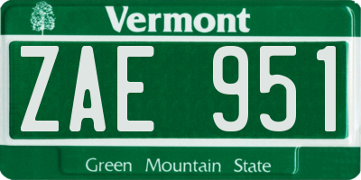VT license plate ZAE951