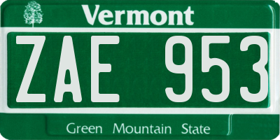 VT license plate ZAE953