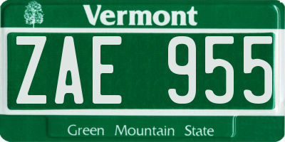VT license plate ZAE955