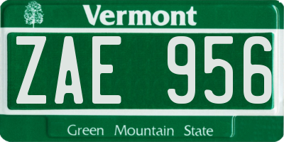 VT license plate ZAE956