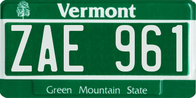 VT license plate ZAE961