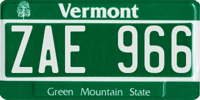 VT license plate ZAE966