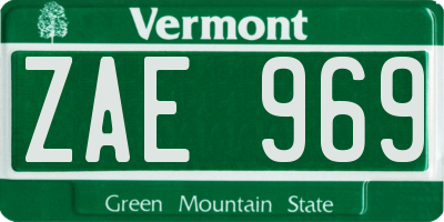 VT license plate ZAE969