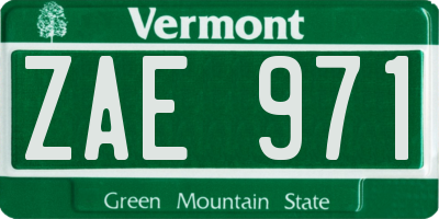 VT license plate ZAE971