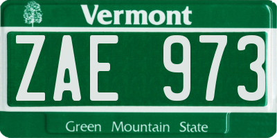VT license plate ZAE973
