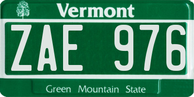 VT license plate ZAE976