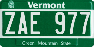 VT license plate ZAE977