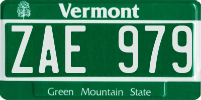 VT license plate ZAE979