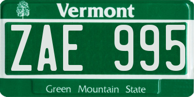 VT license plate ZAE995