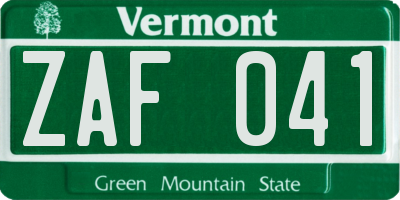 VT license plate ZAF041