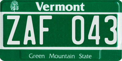 VT license plate ZAF043