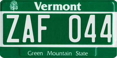 VT license plate ZAF044