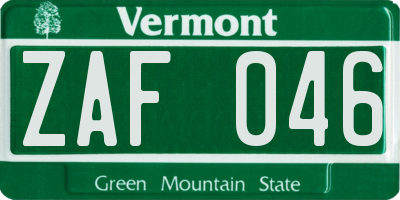 VT license plate ZAF046