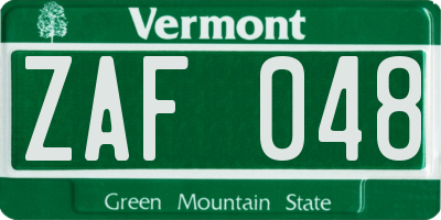 VT license plate ZAF048