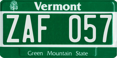 VT license plate ZAF057