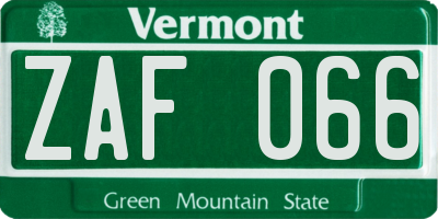 VT license plate ZAF066