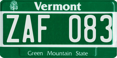 VT license plate ZAF083