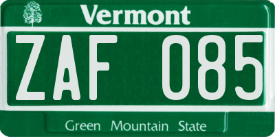 VT license plate ZAF085