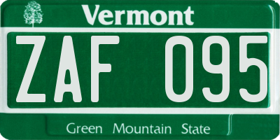 VT license plate ZAF095