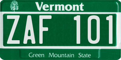 VT license plate ZAF101
