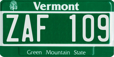 VT license plate ZAF109