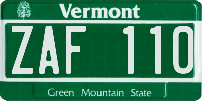 VT license plate ZAF110