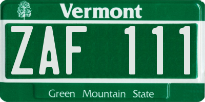 VT license plate ZAF111