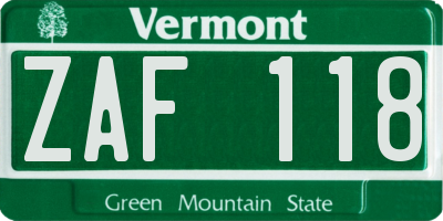 VT license plate ZAF118