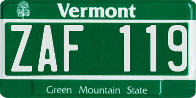 VT license plate ZAF119