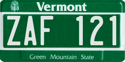 VT license plate ZAF121