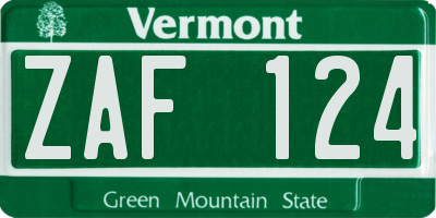 VT license plate ZAF124