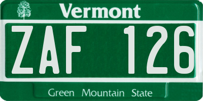 VT license plate ZAF126