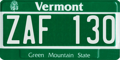 VT license plate ZAF130