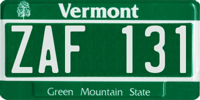 VT license plate ZAF131