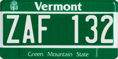 VT license plate ZAF132